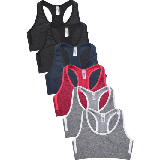 Sofra Girls Seamless Racerback Sports Top Assorted Color